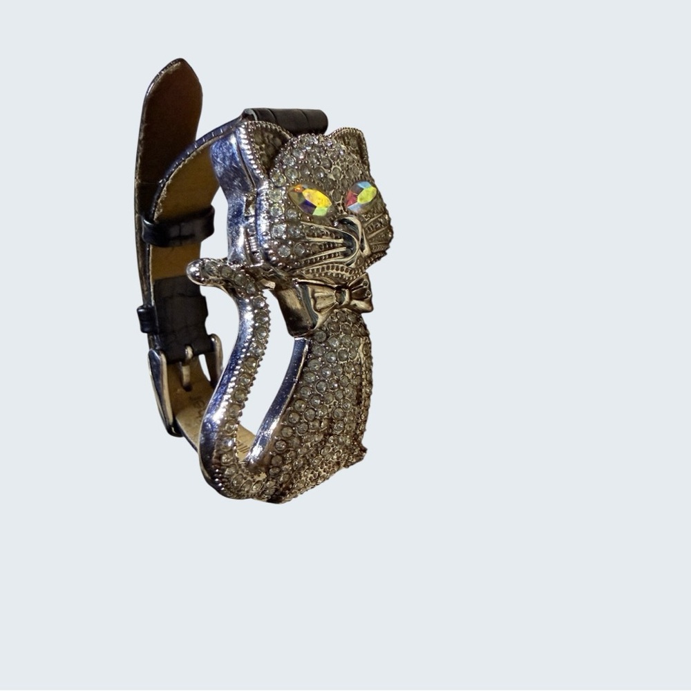 Source Unknown Silver Cat Bracelet With Colorful … - image 1